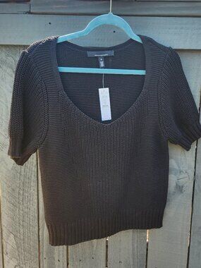 WHITE HOUSE BLACK MARKET MEDIUM NWT $79 SHORT SLEEVE KNIT SWEATER